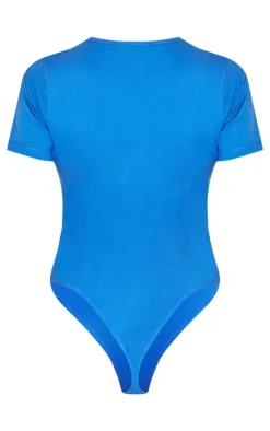 Best PrettyLittleThing Logo Short Sleeved Bodysuit Blue