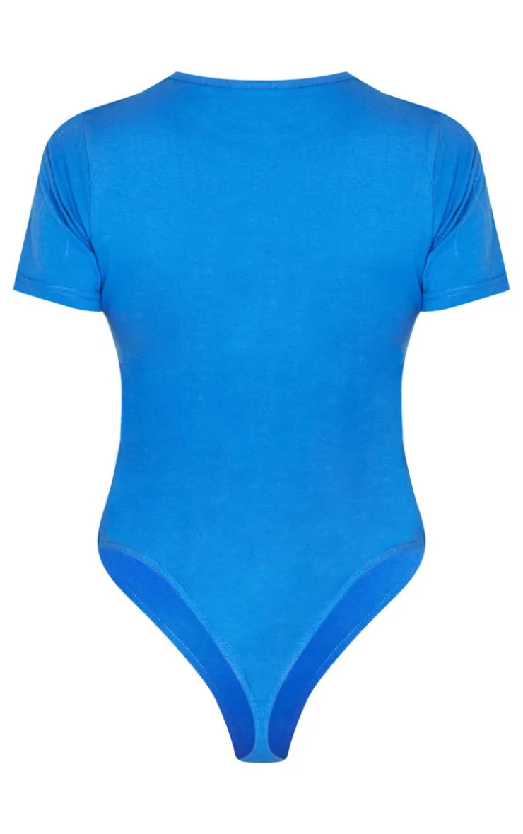 Best PrettyLittleThing Logo Short Sleeved Bodysuit Blue