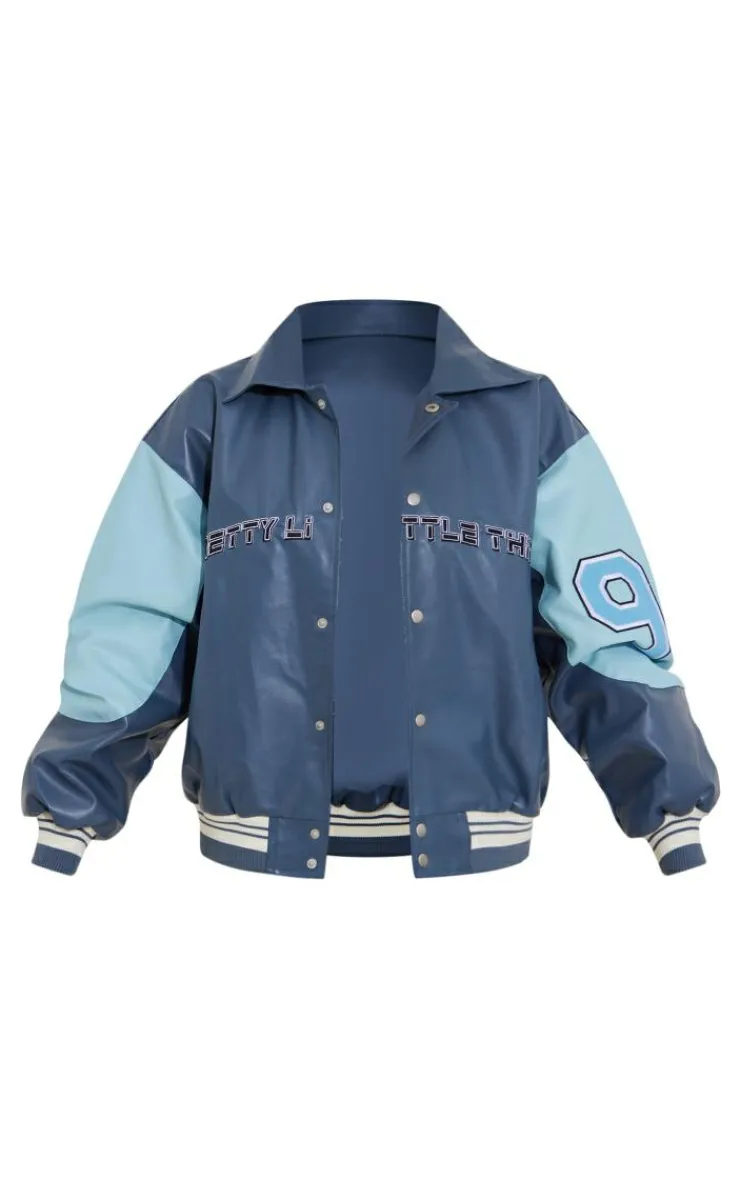 PrettyLittleThing Bomber Jackets*Worldwide Graphic Faux Leather Bomber Jacket