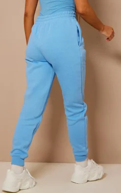 PrettyLittleThing Blue Sweatsuits*Logo High Waisted Cuffed Sweatpant