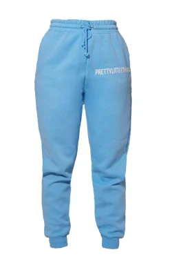 PrettyLittleThing Blue Sweatsuits*Logo High Waisted Cuffed Sweatpant