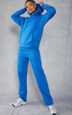 Outlet PrettyLittleThing Logo Badge Detail Straight Leg Sweatpants Bright Blue