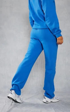 Outlet PrettyLittleThing Logo Badge Detail Straight Leg Sweatpants Bright Blue