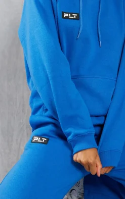 Outlet PrettyLittleThing Logo Badge Detail Straight Leg Sweatpants Bright Blue