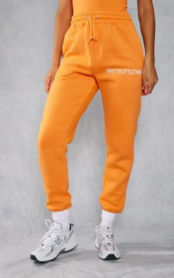 New PrettyLittleThing High Waist Cuffed Sweatpants Bright Orange