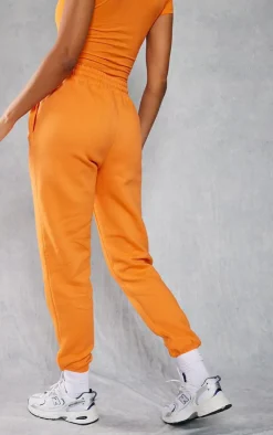 New PrettyLittleThing High Waist Cuffed Sweatpants Bright Orange