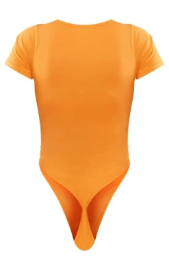 Discount PrettyLittleThing Logo Short Sleeve Bodysuit Bright Orange