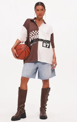 PrettyLittleThing T-Shirts*Zip Up Short Sleeve Football Shirt