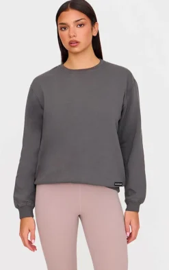 PrettyLittleThing Workout Tops*Badge Detail Sport Sweatshirt