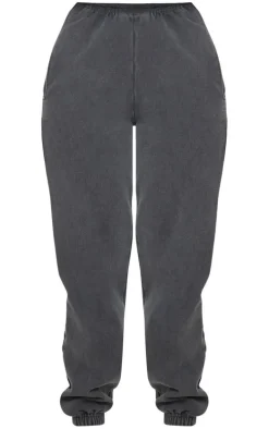 PRETTYLITTLETHING Charcoal Badge Detail Sport Sweatpants