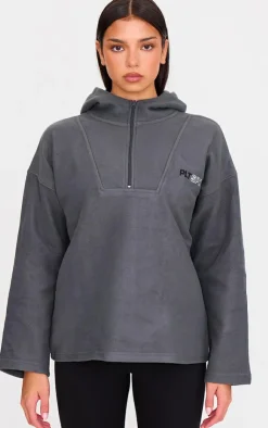 PrettyLittleThing Athletic Jackets*Half Zip Hooded Fleece