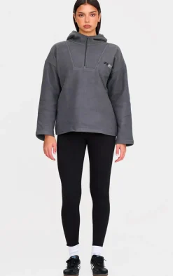 PrettyLittleThing Athletic Jackets*Half Zip Hooded Fleece