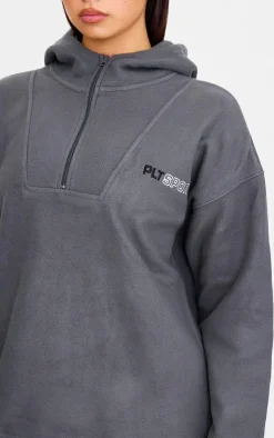 PrettyLittleThing Athletic Jackets*Half Zip Hooded Fleece