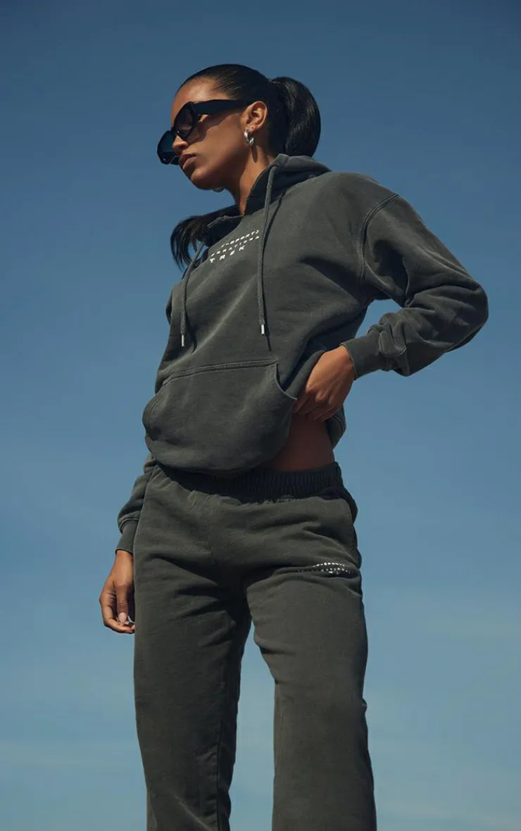 PrettyLittleThing Gym Wear*Washed Oversized Sport Trek Sweatpants