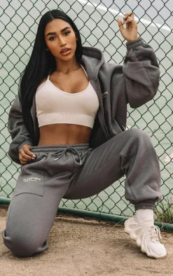 PrettyLittleThing Athletic Jackets*Sport Rib Pocket Zip Through Jacket