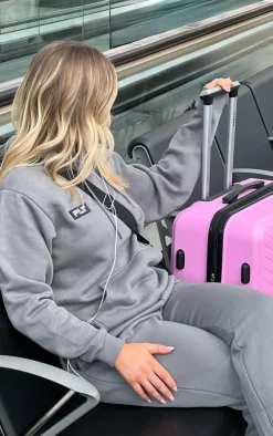 PrettyLittleThing Grey Sweatsuits*Grey Logo Badge Detail Oversized Hoodie