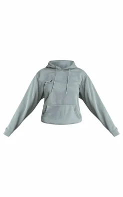 PrettyLittleThing Grey Sweatsuits*Grey Logo Badge Detail Oversized Hoodie