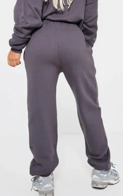 Discount PrettyLittleThing Embroidered Oversized Cuffed Sweatpants Charcoal