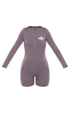 PrettyLittleThing Unitards*Embroidered Zip Up Unitard