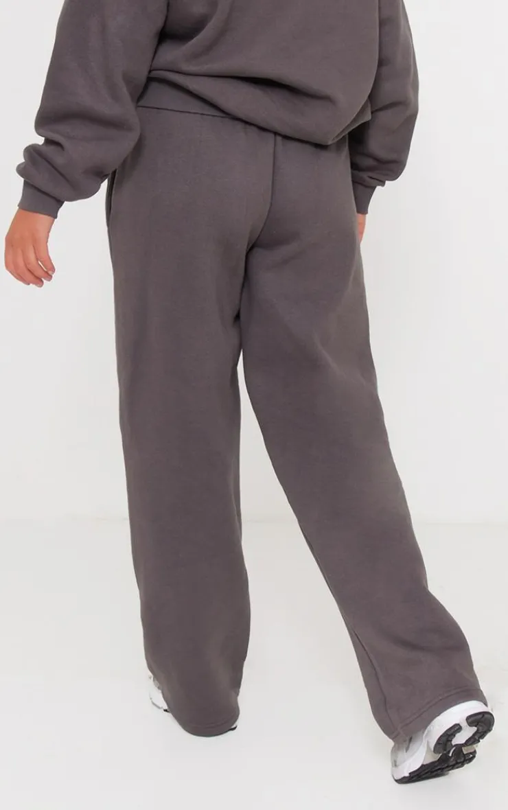 Sale PrettyLittleThing Logo Oversized Wide Leg Sweatpants Charcoal