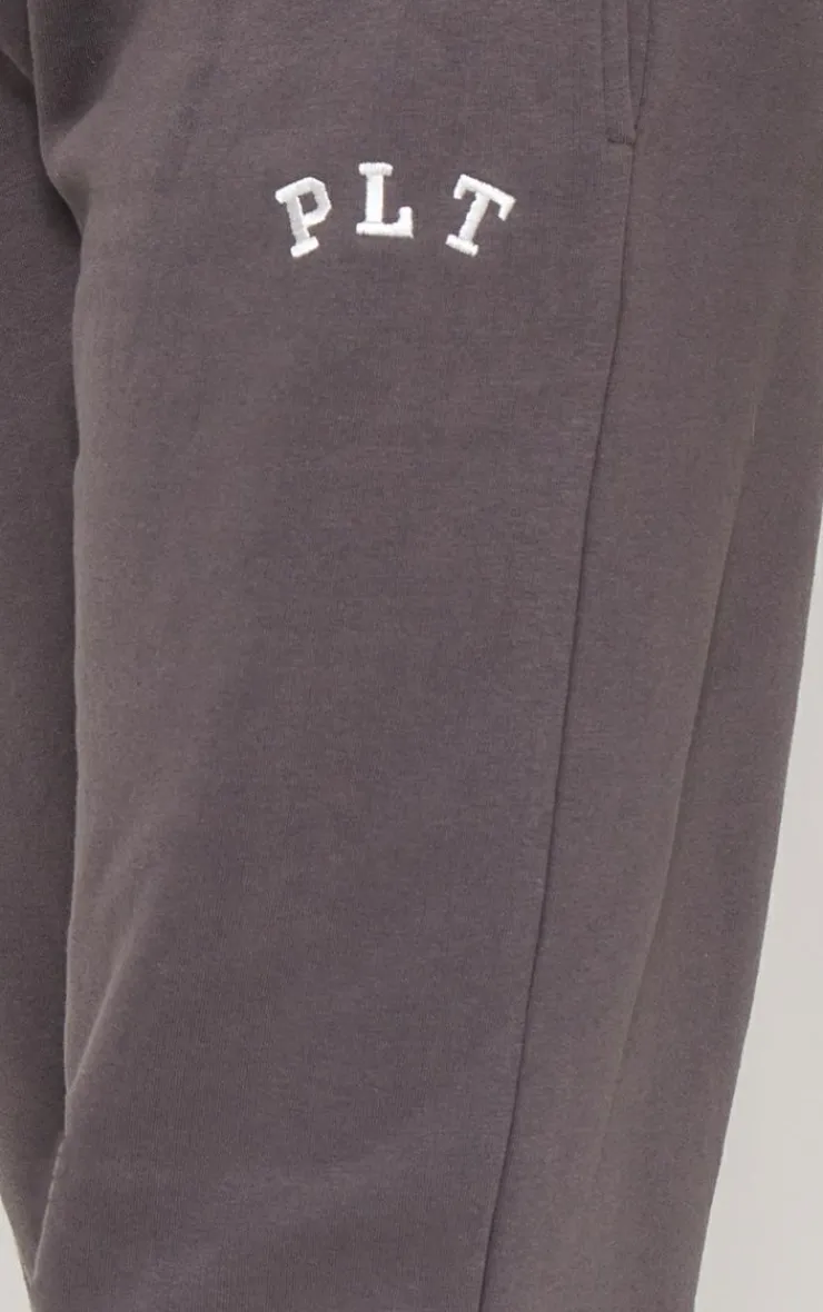 Sale PrettyLittleThing Logo Oversized Wide Leg Sweatpants Charcoal
