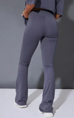 Discount PrettyLittleThing Printed Flared Pants Charcoal