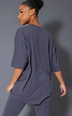 Outlet PrettyLittleThing Printed Oversized T-shirt Charcoal