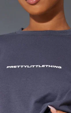 Outlet PrettyLittleThing Printed Oversized T-shirt Charcoal