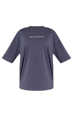 Outlet PrettyLittleThing Printed Oversized T-shirt Charcoal