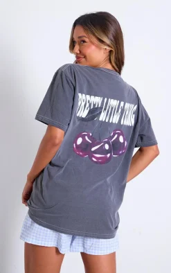 PrettyLittleThing T-Shirts*Glossy Cherry Graphic Oversized T Shirt