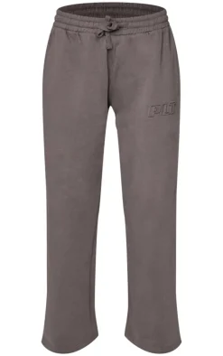 Best PrettyLittleThing Premium Embossed Wide Leg Sweatpants Charcoal