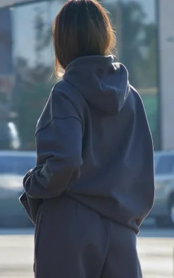 Hot PrettyLittleThing Premium Embossed Oversized Hoodie Charcoal