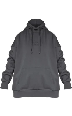 Hot PrettyLittleThing Premium Embossed Oversized Hoodie Charcoal
