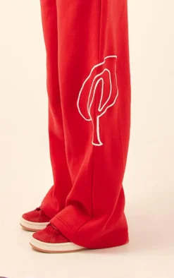 Clearance PrettyLittleThing Logo Embroidered Straight Leg Sweatpants Cherry Red