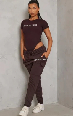 PrettyLittleThing Graphic Sweatsuits*Logo Short Sleeved Bodysuit
