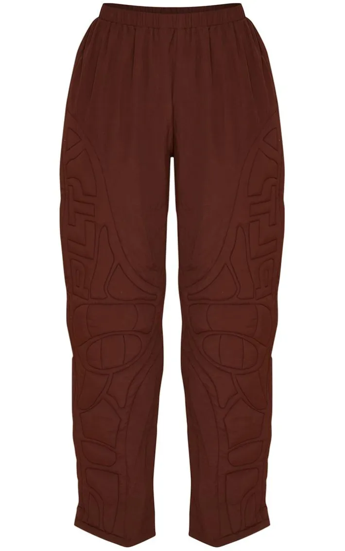 PRETTYLITTLETHING Chocolate Brown Nylon Padded Pants