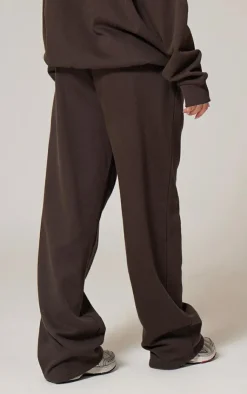 Clearance PrettyLittleThing Premium Print Straight Leg Sweatpants Chocolate