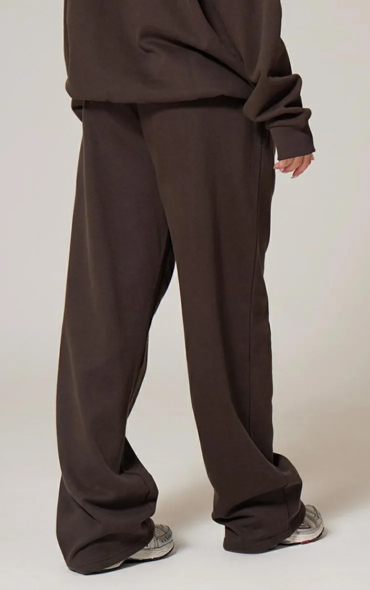 Clearance PrettyLittleThing Premium Print Straight Leg Sweatpants Chocolate