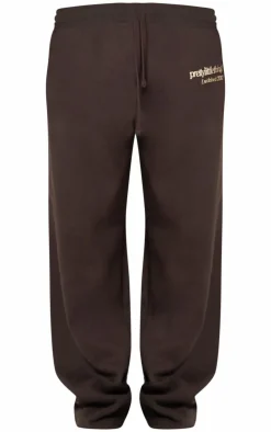 Clearance PrettyLittleThing Premium Print Straight Leg Sweatpants Chocolate