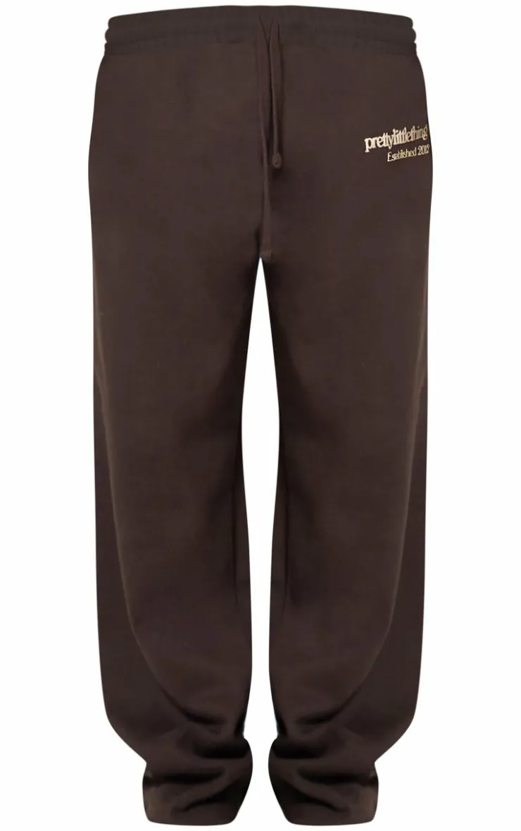 Clearance PrettyLittleThing Premium Print Straight Leg Sweatpants Chocolate
