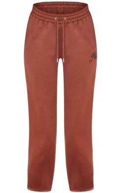 Best PrettyLittleThing Tonal Embroidered Wide Leg Sweatpants Chocolate