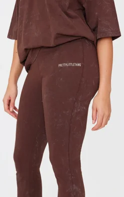 Best PrettyLittleThing Print Washed High Waist Flared Pants Chocolate