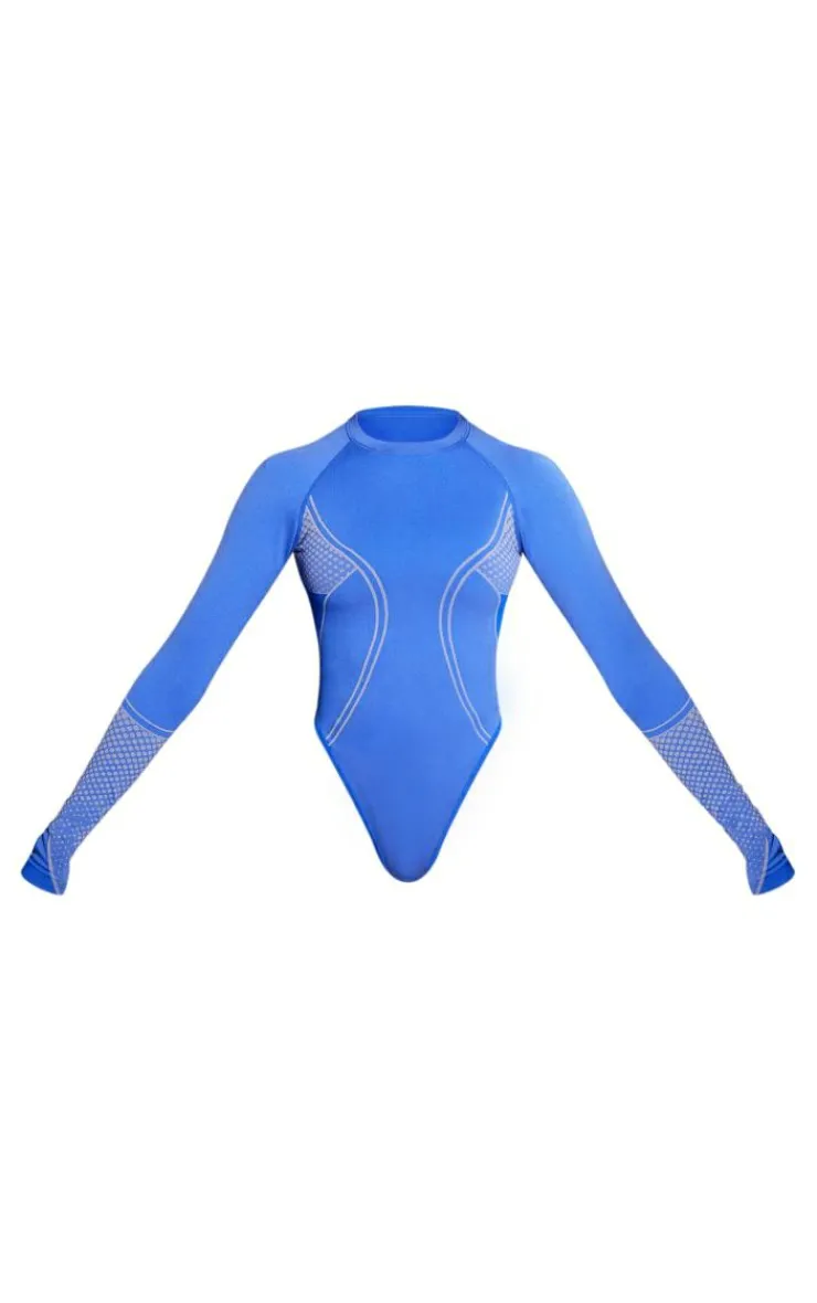 PrettyLittleThing Seamless Gym Wear*Ski Seamless Contrast Seam Bodysuit & Leggings Set