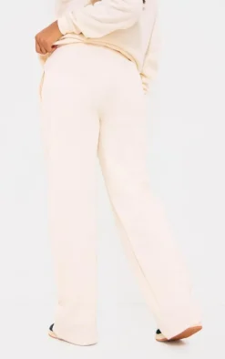 Hot PrettyLittleThing Athletics Club Embroidered Wide Leg Sweatpants Cream