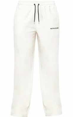 New PrettyLittleThing Contrast Print Wide Leg Sweatpants Cream