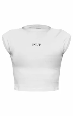 PrettyLittleThing T-Shirts*Contrast Fitted Embroidery Cap Sleeve T Shirt