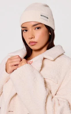 PrettyLittleThing Hats*Logo Rib Beanie