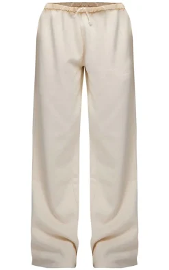 Clearance PrettyLittleThing Premium Embroidered Oversized Wide Leg Sweatpants Cream