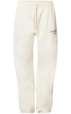 Best PrettyLittleThing Premium Print Wide Leg Sweatpants Cream