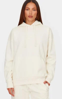 PRETTYLITTLETHING Cream Premium Embossed Oversized Hoodie